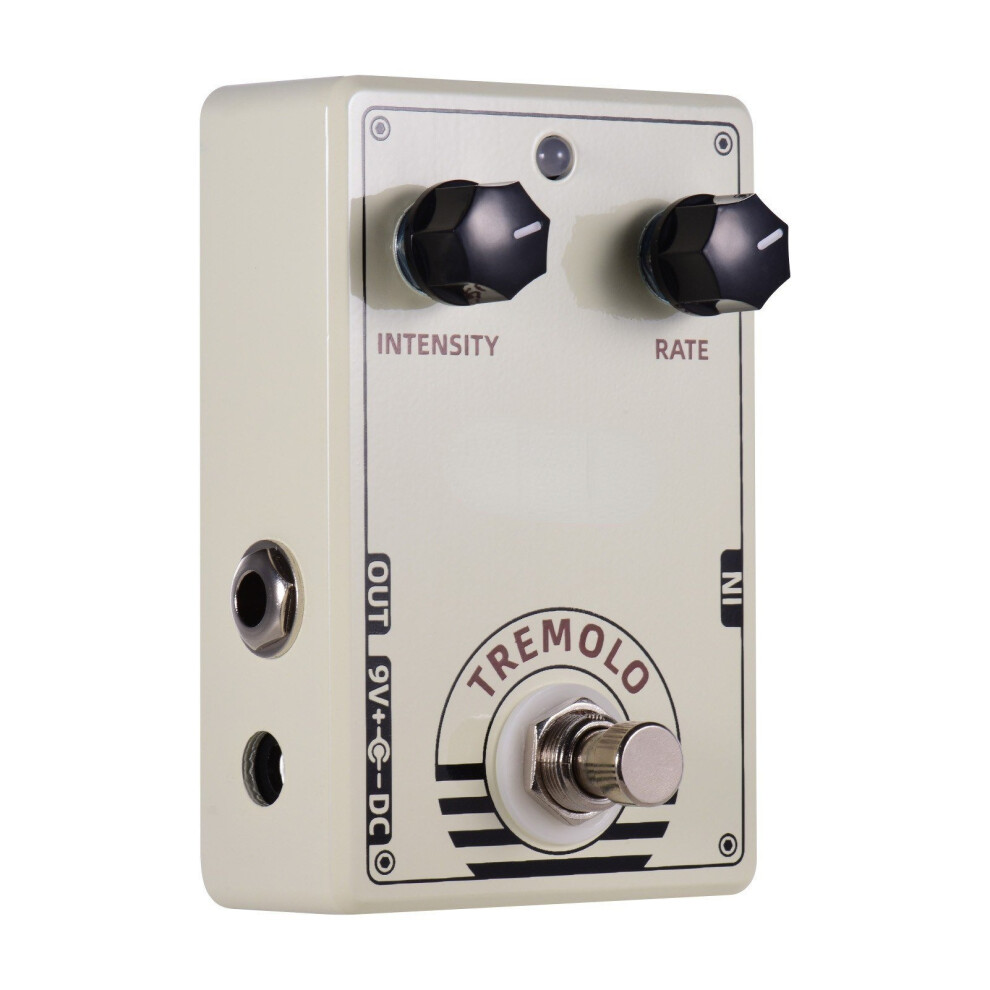 Vintage Style Tremolo Guitar Effect Pedal with Intensity and Rate Controls True Bypass Design