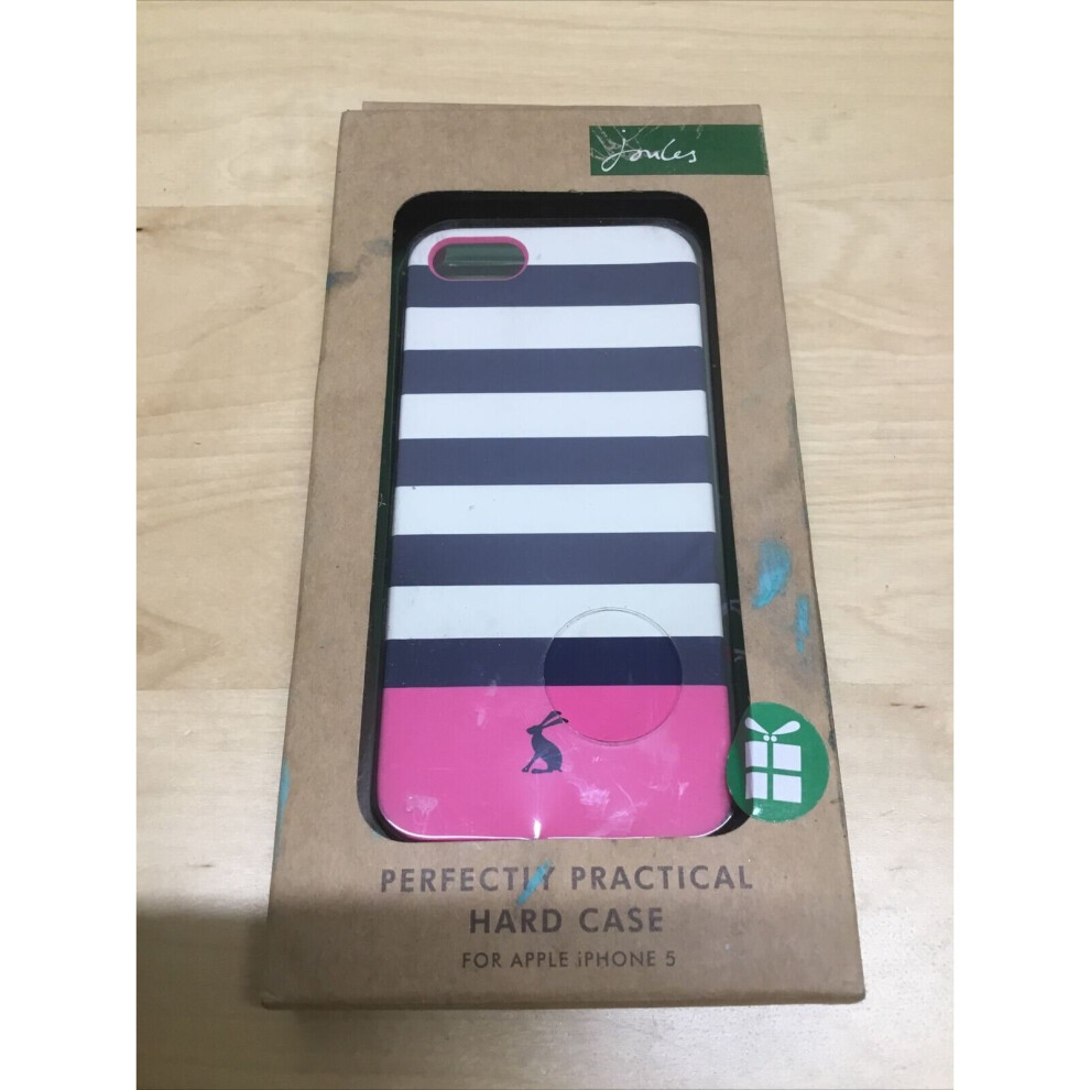 Joules Apple Iphone 5 Hard Case Stripe White/Blue Pink Bunny New