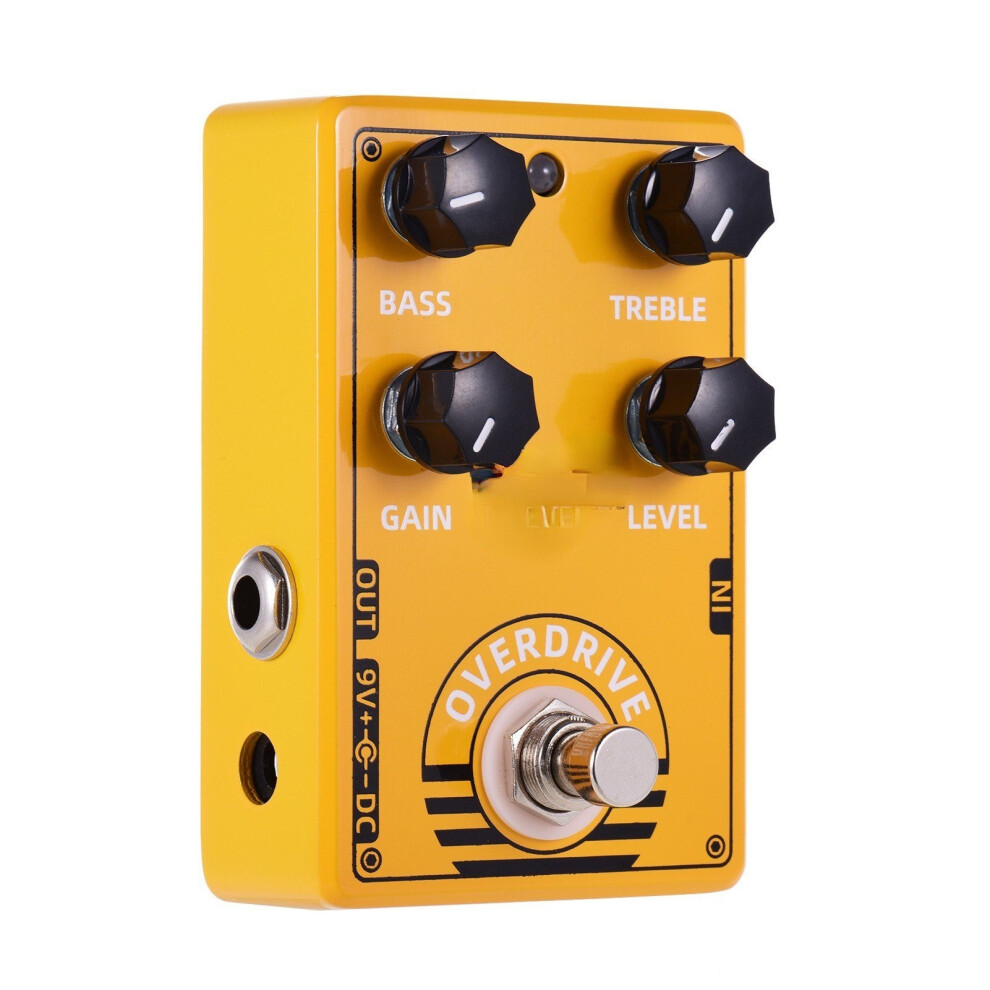 Overdrive Guitar Effect Pedal with Bass Treble Gain Level Controls and True Bypass Design