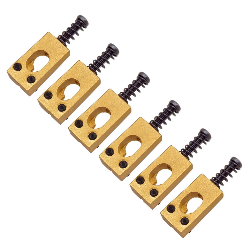 (Gold & Black) 6pcs Vintage Brass Guitar Bridge String Saddles Electric Guitars Accessories