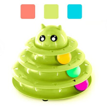 FurDreams Cat Roller Ball Toy with 3 Colour Balls and 3 Levels of Play, Green