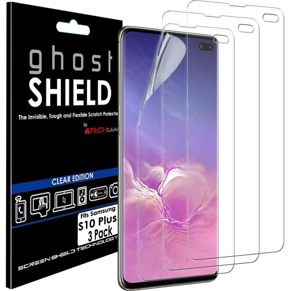 TECHGEAR [Pack of 3] Screen Protectors fit Samsung Galaxy S10 Plus S10+ [ghostSHIELD Edition] Reinforced TPU film Screen...