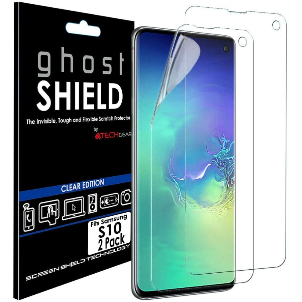 TECHGEAR [Pack of 2] Screen Protectors fit Samsung Galaxy S10 [ghostSHIELD Edition] Reinforced TPU film Screen Protector Guard...