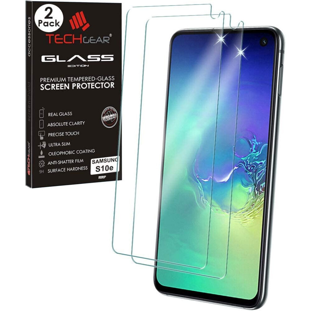 Techgear [2 Pack Glass Edition Screen Protector Compatible With Samsung Galaxy S10e, Genuine Tempered Glass Screen Cover [2.5D...