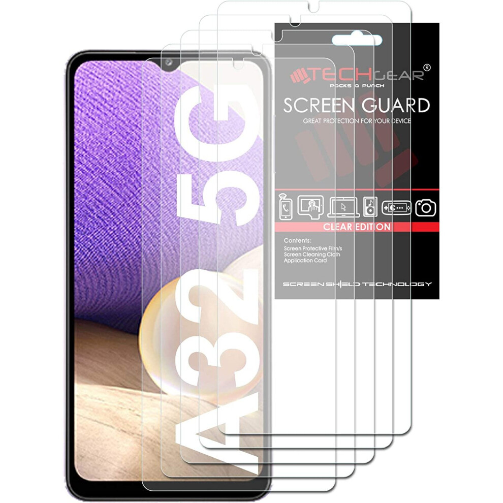 TECHGEAR [5 Pack] Screen Protectors Compatible with Samsung Galaxy A32 5G, CLEAR LCD Screen Protectors Cover Guards