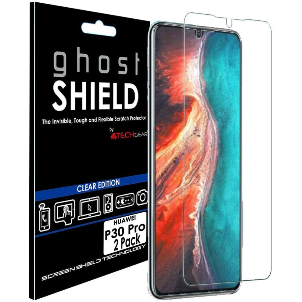 TECHGEAR [Pack of 2] Screen Protectors fit Huawei P30 Pro [ghostSHIELD Edition] Genuine Reinforced TPU film Screen Protector...