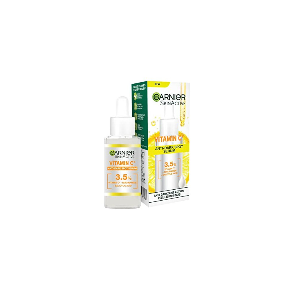 Garnier Dark Vitamin C Serum For Face, Anti- Spots & Brightening Serum, 3.5% Vitamin C, Niacinamide, Salicylic Acid & Lemon Extract, Brightening S