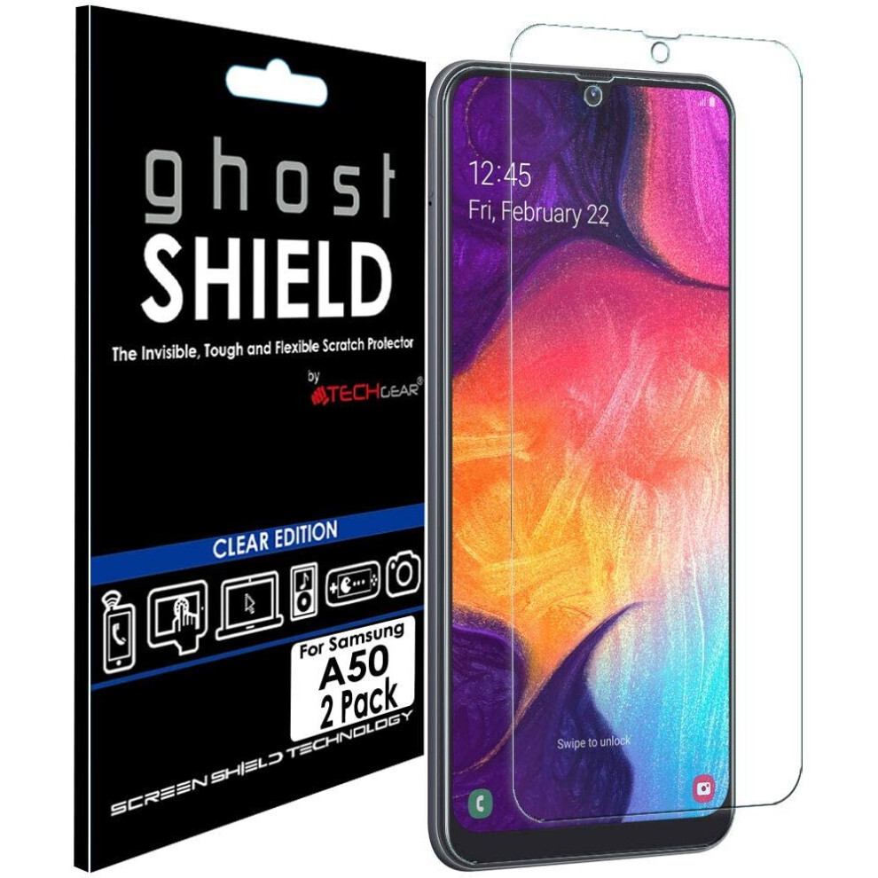 TECHGEAR [Pack of 2] Screen Protectors fit Samsung Galaxy A50 [ghostSHIELD Edition] Reinforced TPU film Screen Protector Guard...