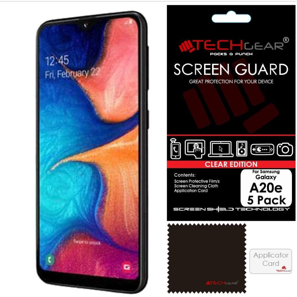 TECHGEAR [5 Pack] Screen Protectors Compatible with Samsung Galaxy A20e, CLEAR LCD Screen Protectors Cover Guards