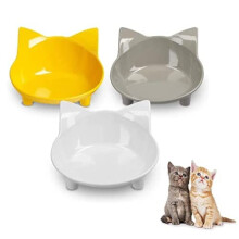 Cat Bowls, Anti-slip Multi-purpose Pet Feeding Bowl, Cat Food Bowl with Non Slip Rubber for Relief of Whisker Fatigue, Set of 3 - Grey, white and