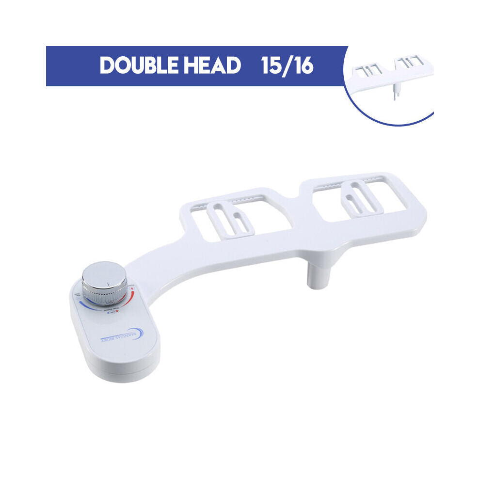 (Double head nozzle) 7/8" Toilet Bidet Seat Attachment Bathroom Cold Water Spray Non-Electric Sprayer