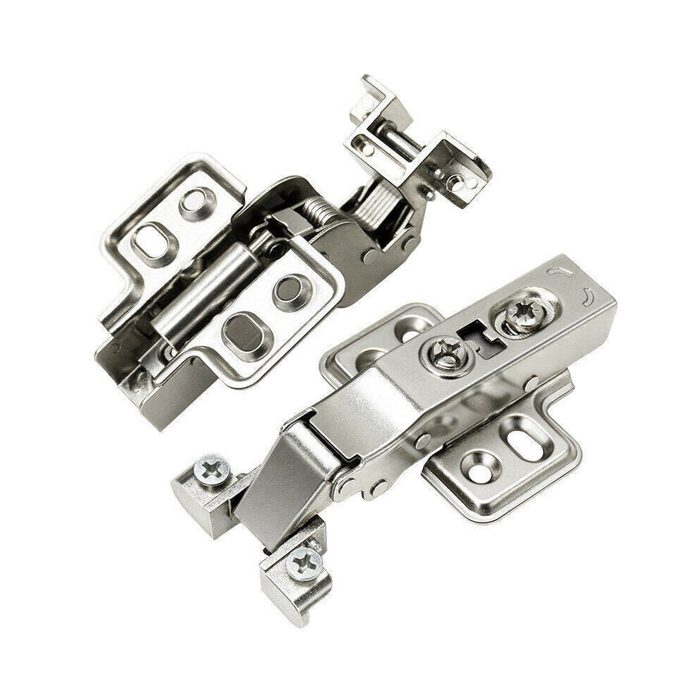 (Silver, B) Cabinet Bridge Hinge Cupboard Door Hinge Buffer Aluminum Frame Hinge