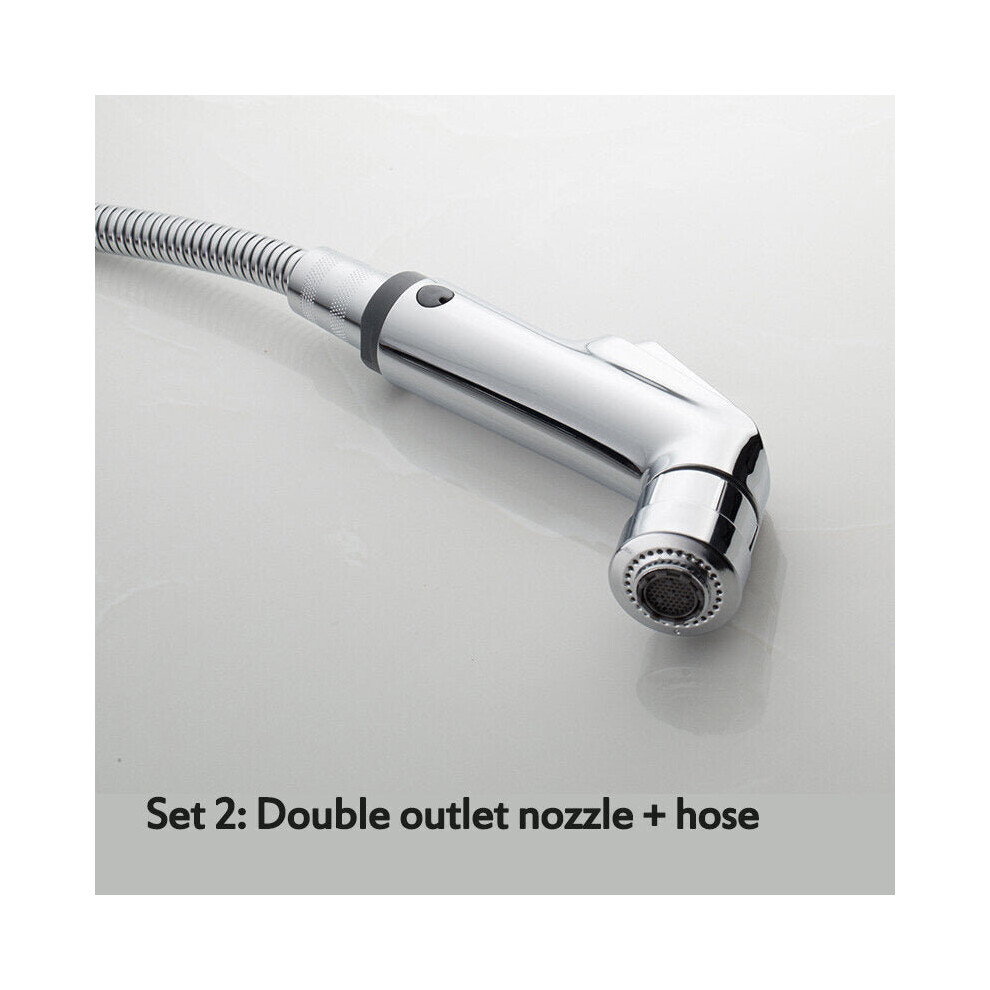 (Double outlet nozzle + hose) Bidet Sprayer Abs Plastic Toilet Spray Set Ass Wash Anal Vagina Cleansing Flusher Small Shower