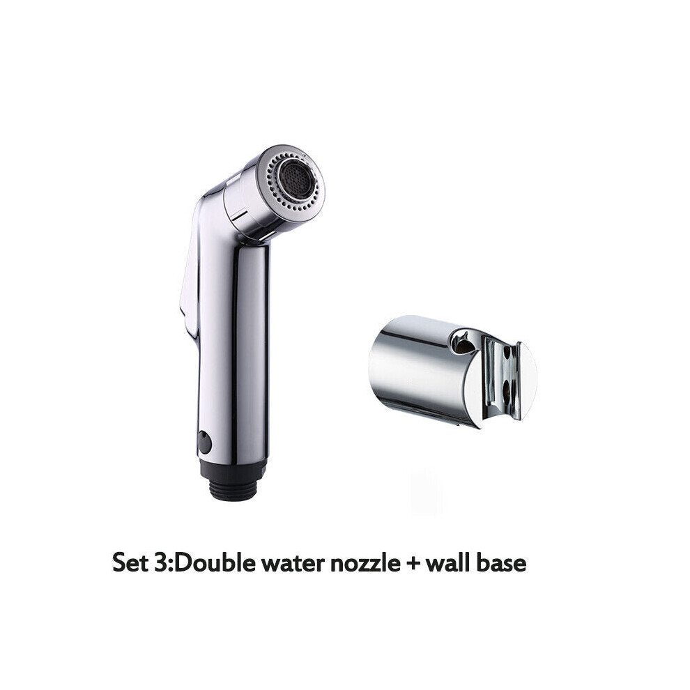 (Double water nozzle + wall base) Bidet Sprayer Abs Plastic Toilet Spray Set Ass Wash Anal Vagina Cleansing Flusher Small Shower