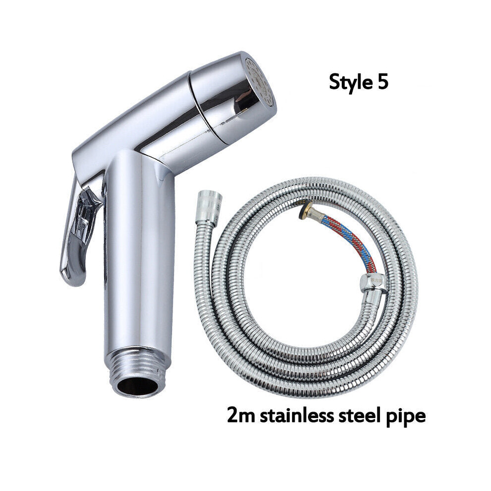 (style5) Multifunctional Toilet Companion Flushing Spray Press-free Pressurized Handheld Bidet Wash Nozzle Set