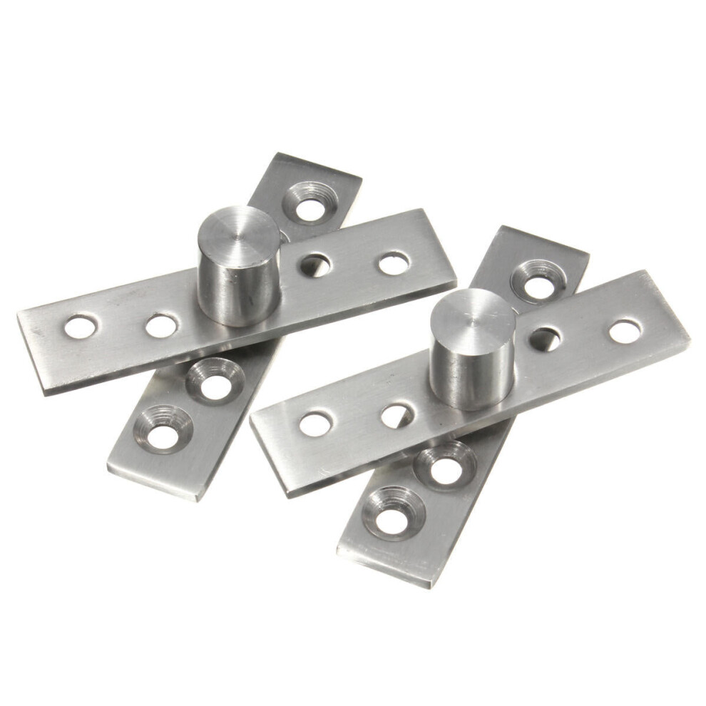 2Pcs 360 Degree Door Pivot Hinge Hardware Silver 74Mm Length 3654659382870