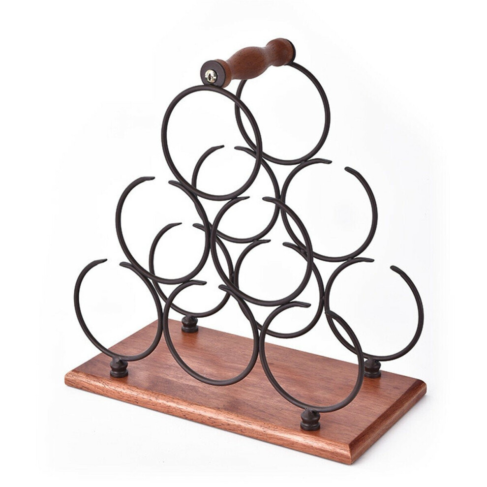 (Bronze) Iron 6 Bottles Rack Shelf Storage Holder Organizer Stand Display Tabletop