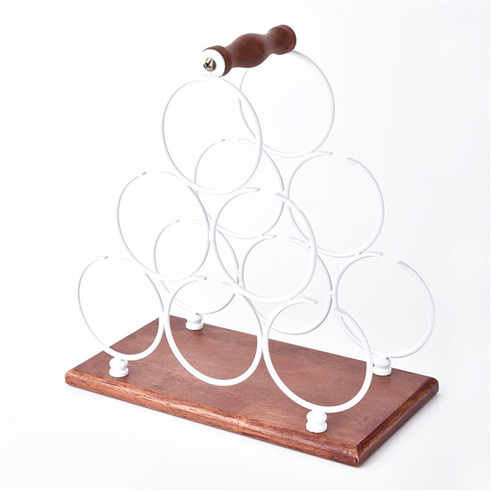 (White) Iron 6 Bottles Rack Shelf Storage Holder Organizer Stand Display Tabletop