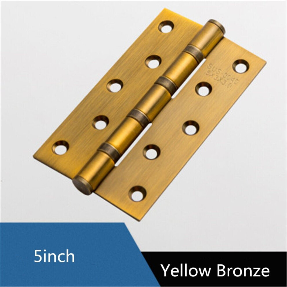 (Yellow Bronze) Stainless Steel Flat Opening Silent Bearing Hinge For Door Indoor Door Wooden Door Hinge For Common Door Leaf