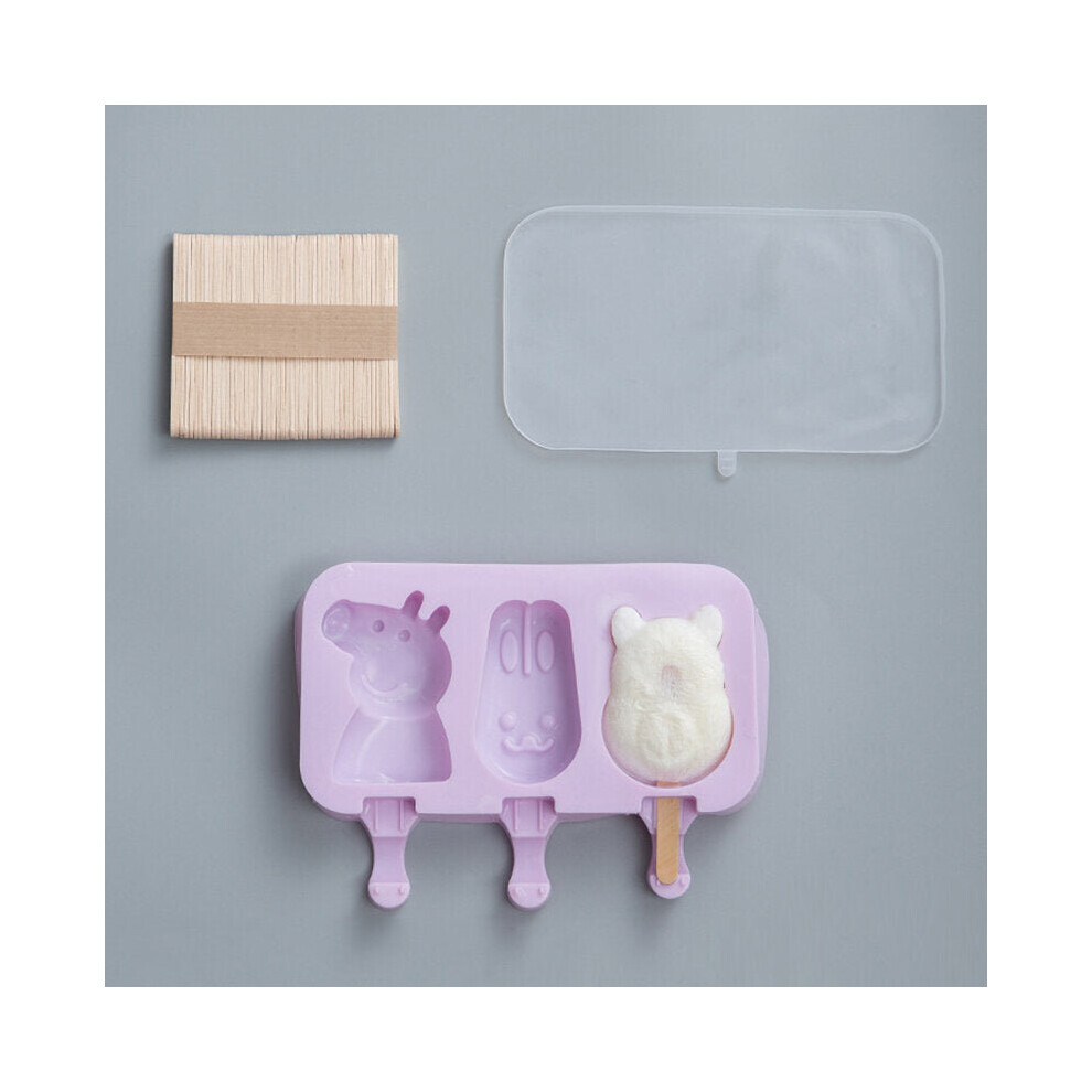 () Ice Cream Ice Cream Mold Silicone Cartoon Homemade Popsicle Popsicle Mold Home Set To Send 50 Wooden Sticks