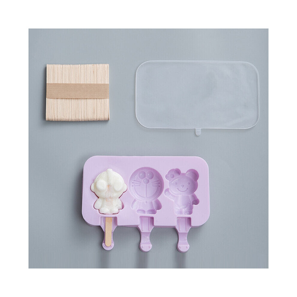 () Ice Cream Ice Cream Mold Silicone Cartoon Homemade Popsicle Popsicle Mold Home Set To Send 50 Wooden Sticks