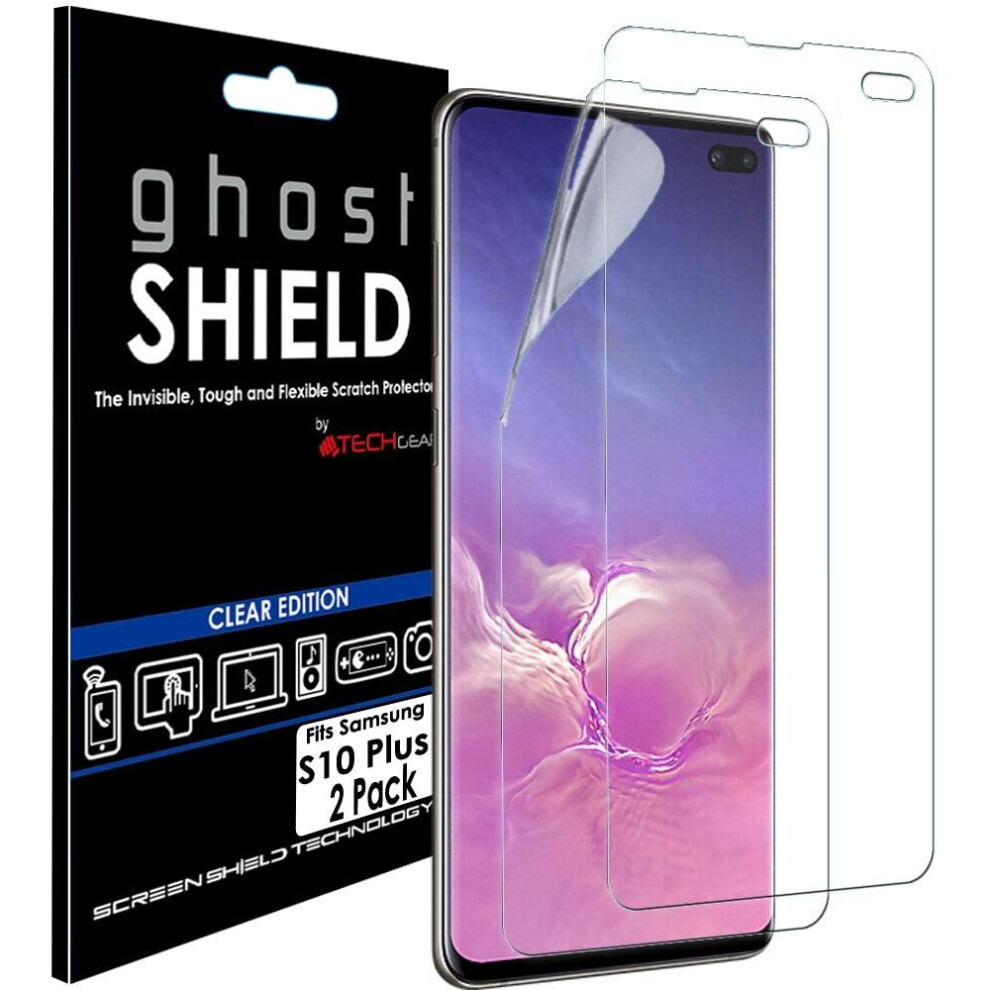 TECHGEAR [Pack of 2] Screen Protectors fit Samsung Galaxy S10 Plus S10+ [ghostSHIELD Edition] Reinforced TPU film Screen...