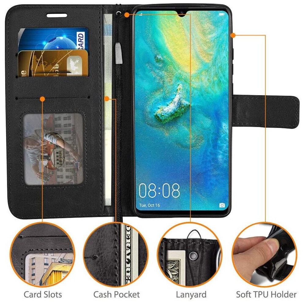 techgear-compatible-with-huawei-p30-pro-leather-wallet-case--flip-protective-case-cover-with-card-slots--kickstand-and-wrist