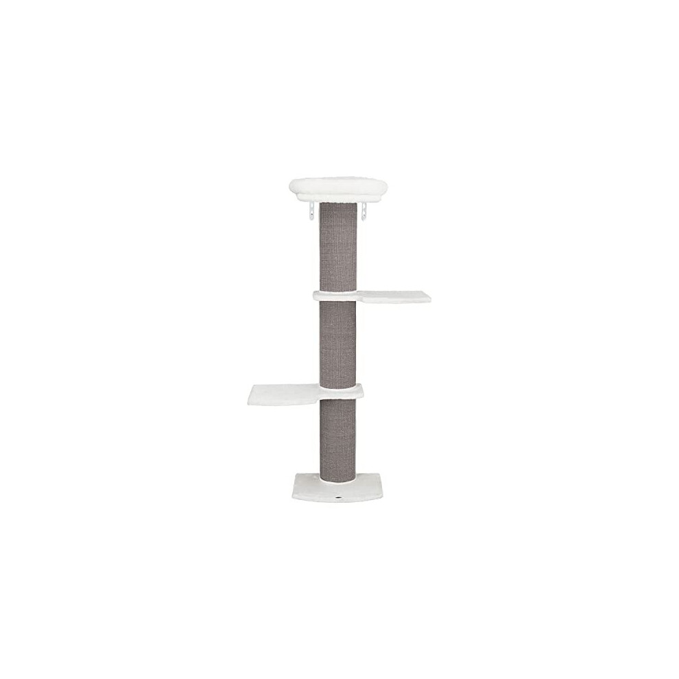 Trixie Acadia Gray/White Designer Wall Mounted Cat Tower, with Oversized Scratching Post, Three Platforms, Removable Bed, Brackets Included, whit
