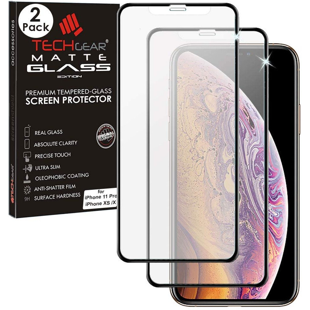 Techgear [2 Pack] Anti Glare Screen Protector For Iphone 11 Pro, Iphone Xs, X - Matte 3D Glass Edition Genuine Tempered Glass...