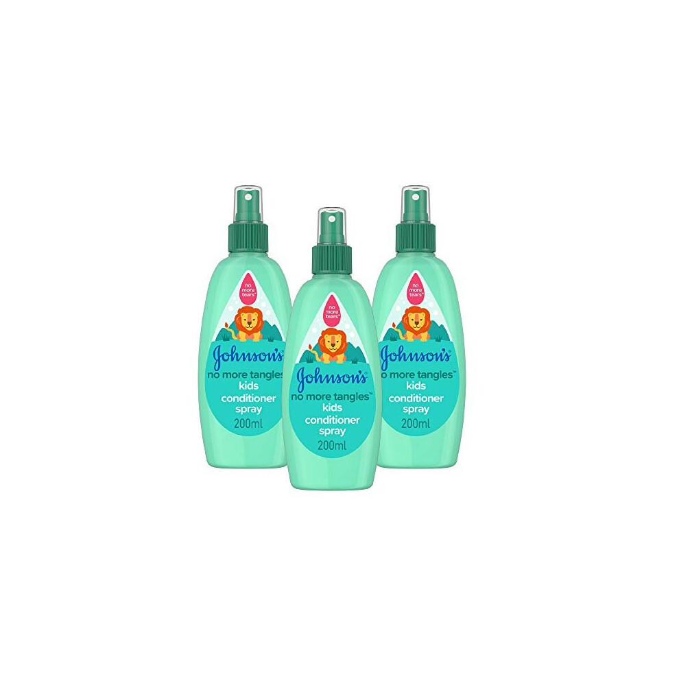 JOHNSON'S No More Tangles Kids Conditioner Spray Multipack - Leaves Hair Soft, Smooth, and Easy-to-Comb - pH Balanced for Delicate Skin - 3 x 200