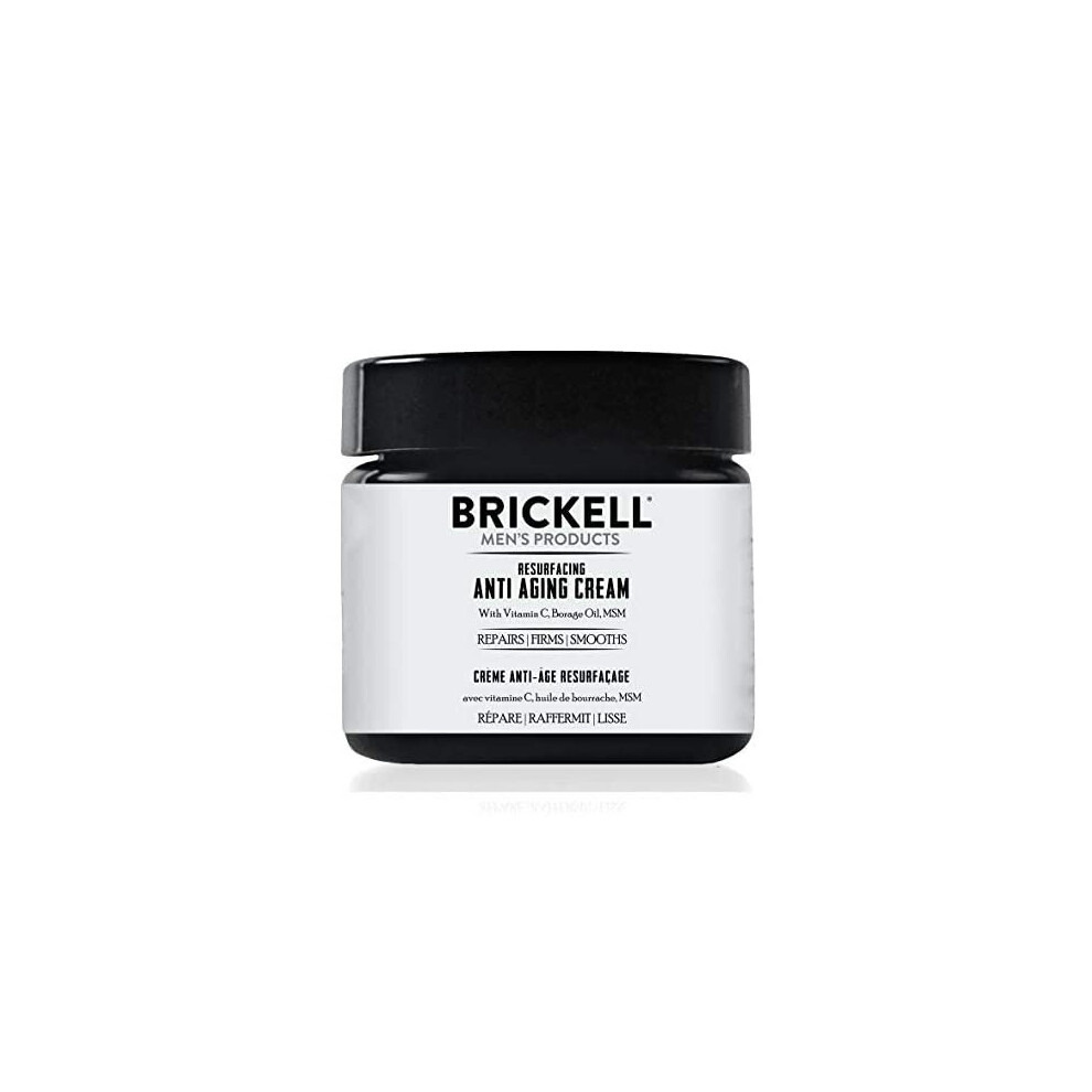 Brickell Men's Products Resurfacing Anti-Aging Cream For Men, Natural and Organic Vitamin C Cream, 59 mL, Scented