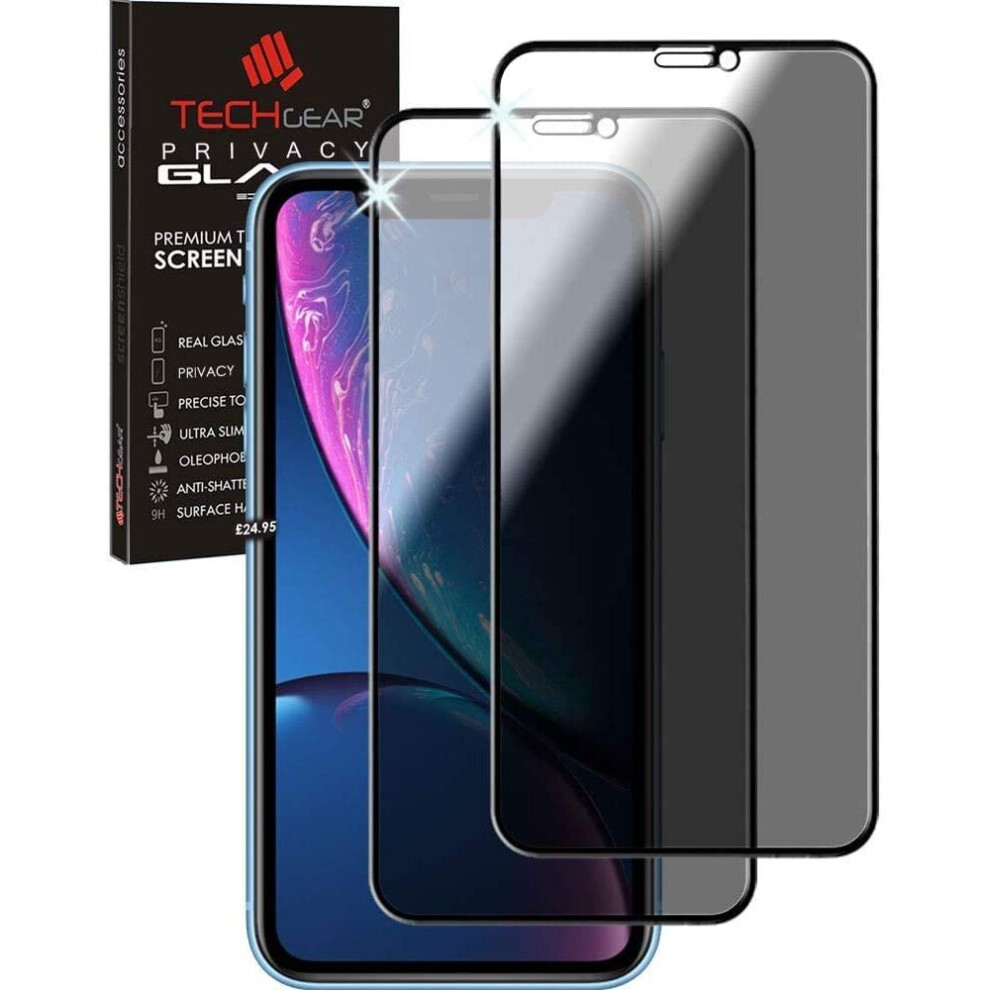 Techgear [2 Pack] Anti Spy Screen Protector For Iphone 11, Iphone Xr - Privacy 3D Glass Edition Genuine Tempered Glass Full...