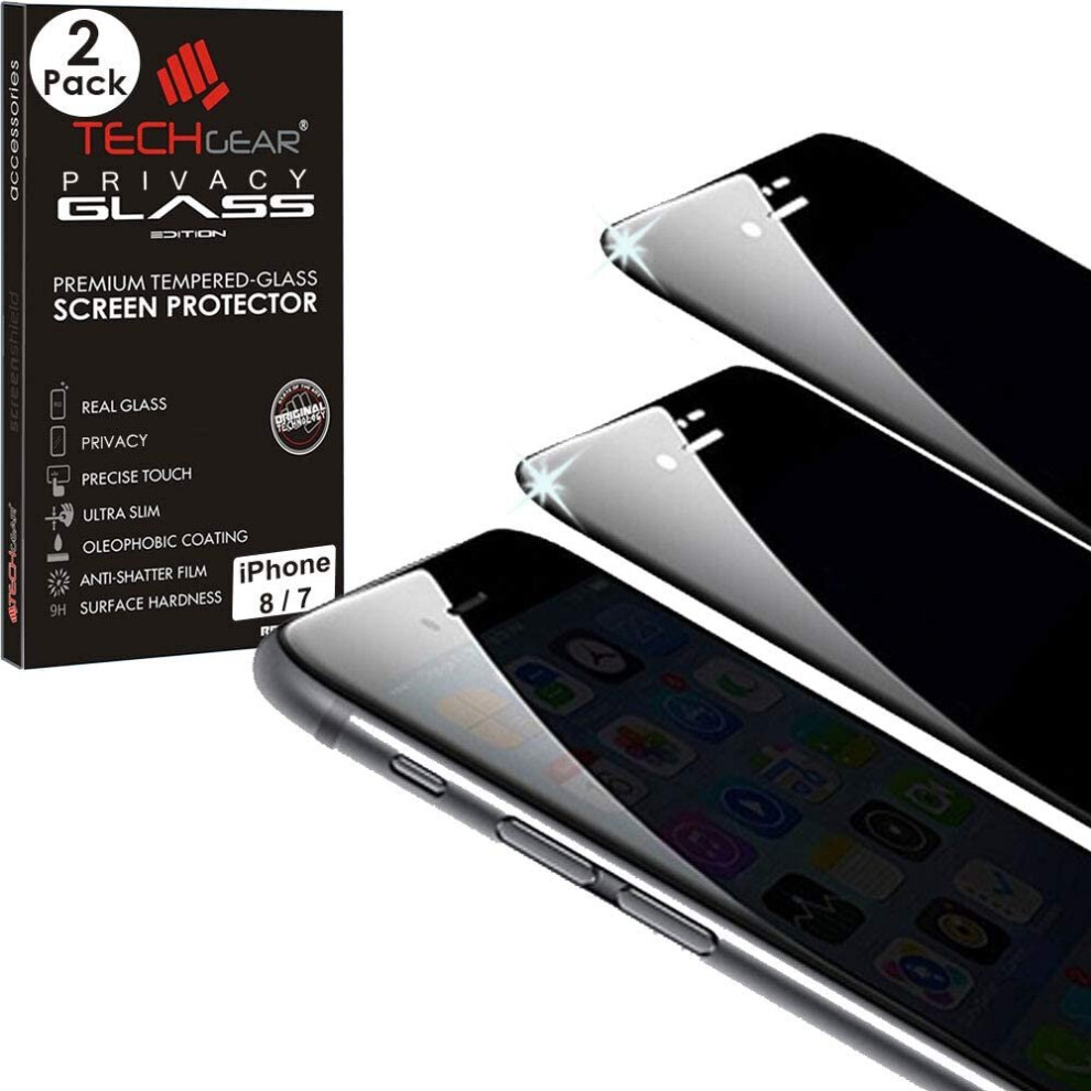 Techgear 2 Pack Of Anti Spy Screen Protector For Iphone 8/7 / 6 4.7" - Privacy 3D Glass Edition Genuine Tempered Glass Full...
