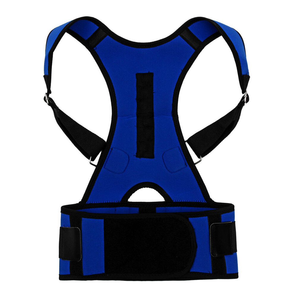 Greenzech Blue (S) Back Support Waist Protector Adjustable Shoulder Posture Corrector Sports Pain Relief