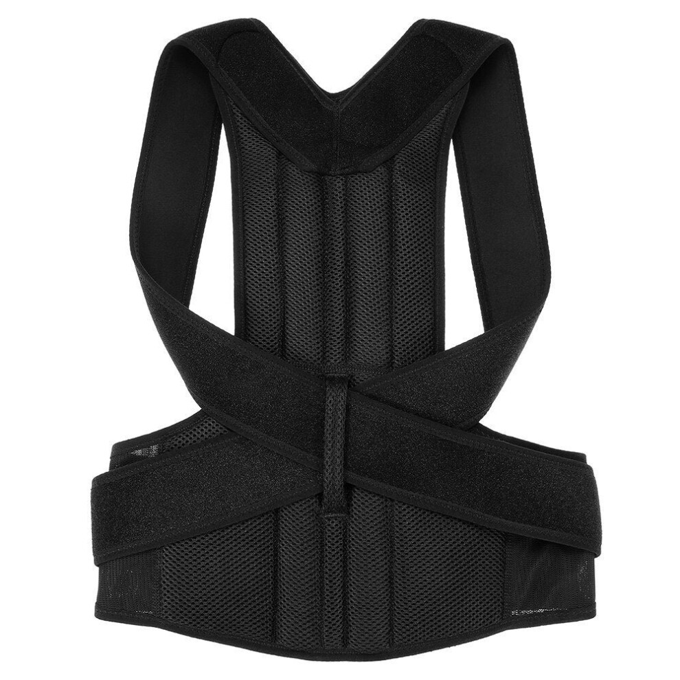 Greenzech (Black, S) Lumbar Upper Lower Back Support Strap Belt Adjustable Posture Corrector Shoulder Relief Brace