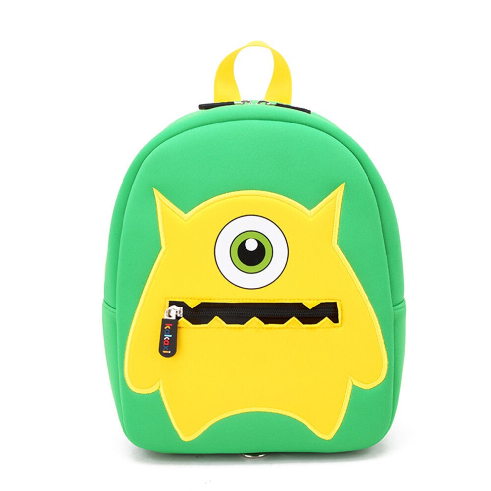 (Green) Children Bag Lovely Cartoon Kindergarten Travelling Backpack Outdoor Towing Belt Prevent Kids Getting Lost Schoolbag