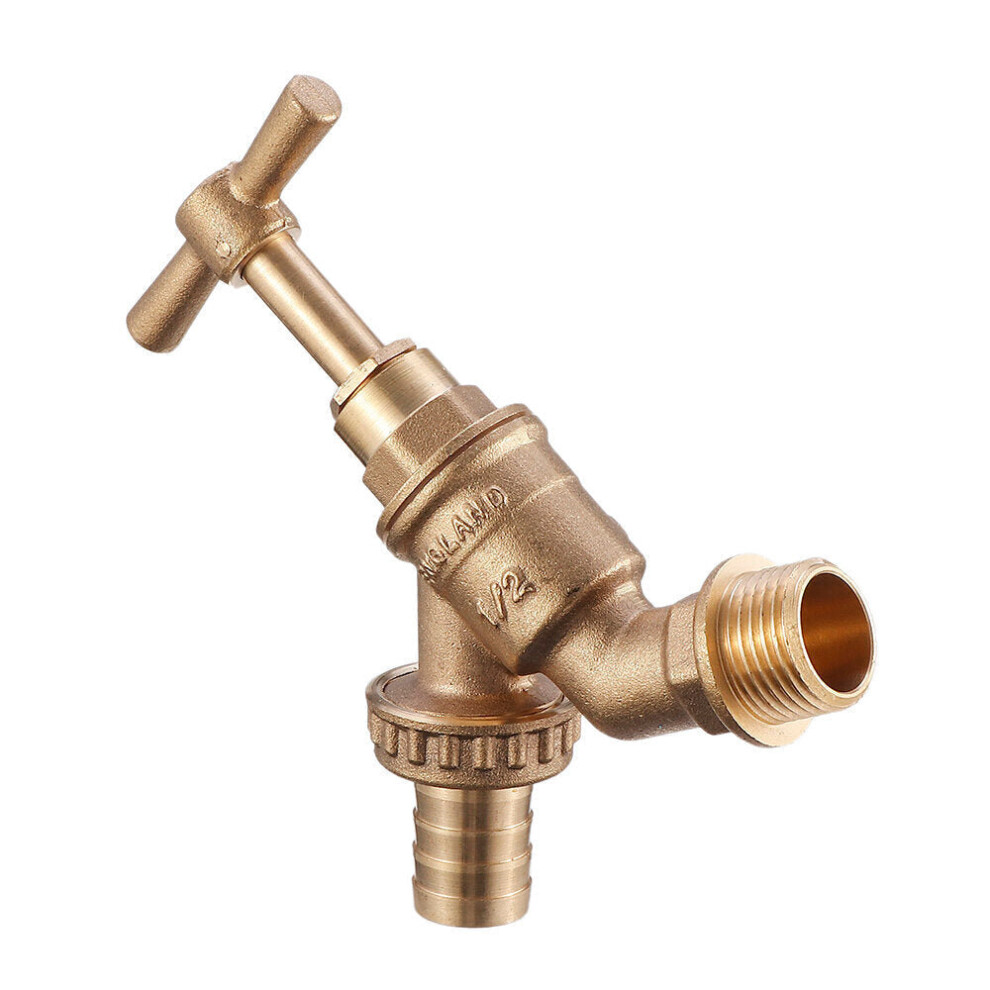 (Brass Tap) Faucet Tank Drain Coarse Thread Adapter to Brass Garden Tap with 1/2'' Nozzle Hose Tap Connector Replacement Valve Fitting Parts for Home Garden