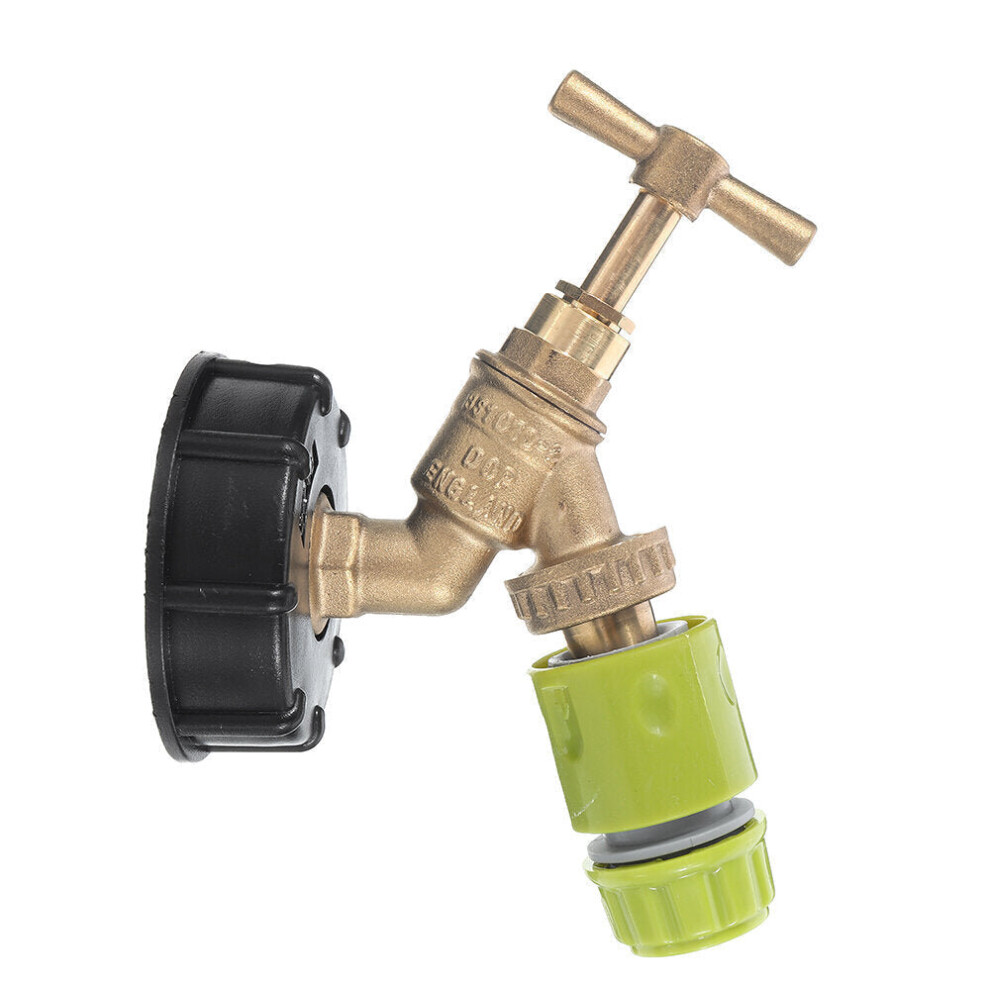 (Tank Adapter to Brass Garden Tap with Nozzle) Faucet Tank Drain Coarse Thread Adapter to Brass Garden Tap with 1/2'' Nozzle Hose Tap Connector Replac