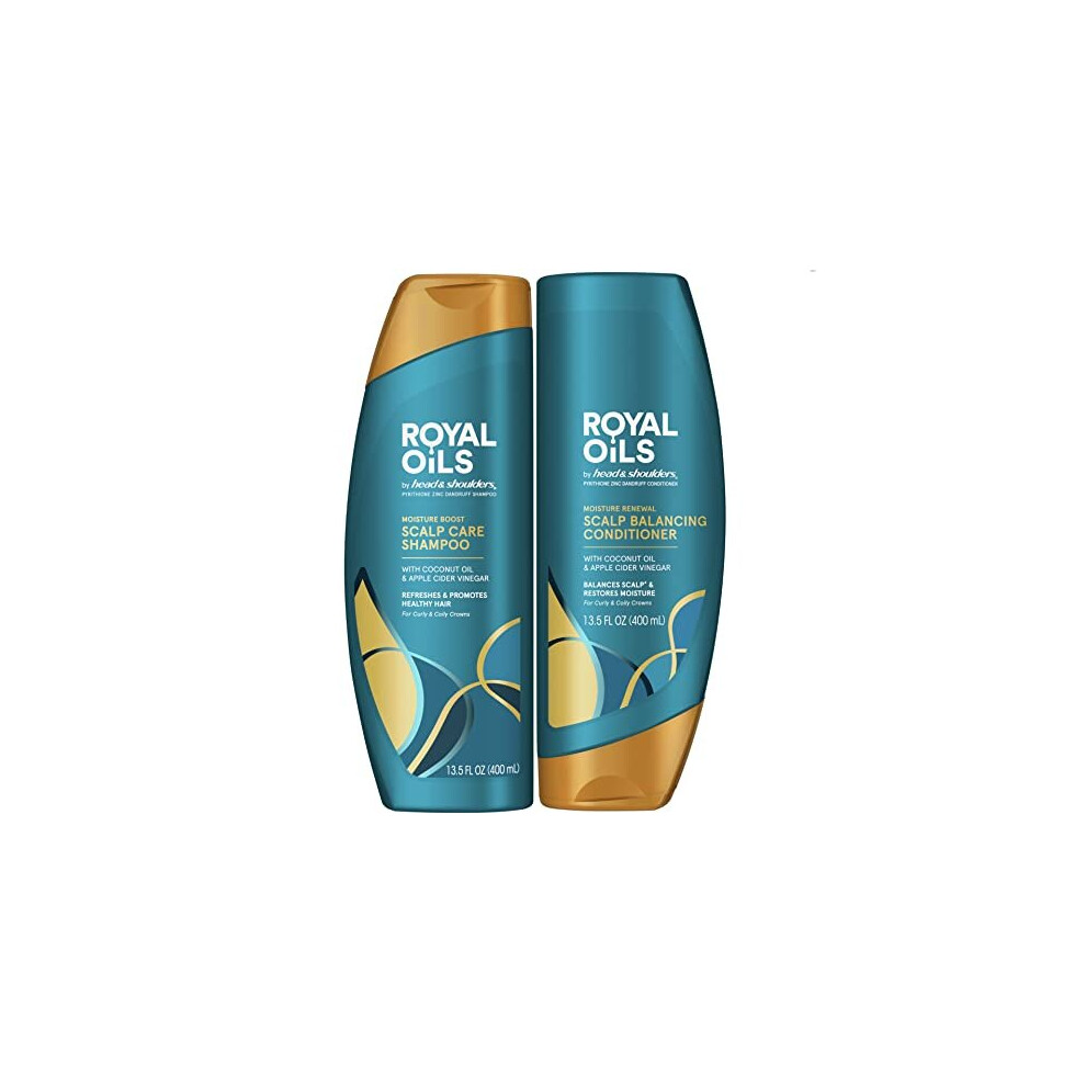 Head and Shoulders Shampoo and Conditioner, Moisture Renewal, Anti Dandruff Treatment and Scalp Care, Royal Oils Collection with Coconut Oil, 27