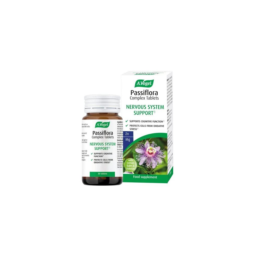 A.vogel Passiflora Complex Tablets | Extracts Of Passion Flower, Valerian Root & Lemon Balm, Magnesium For Nervous System Support & Zinc To Prote