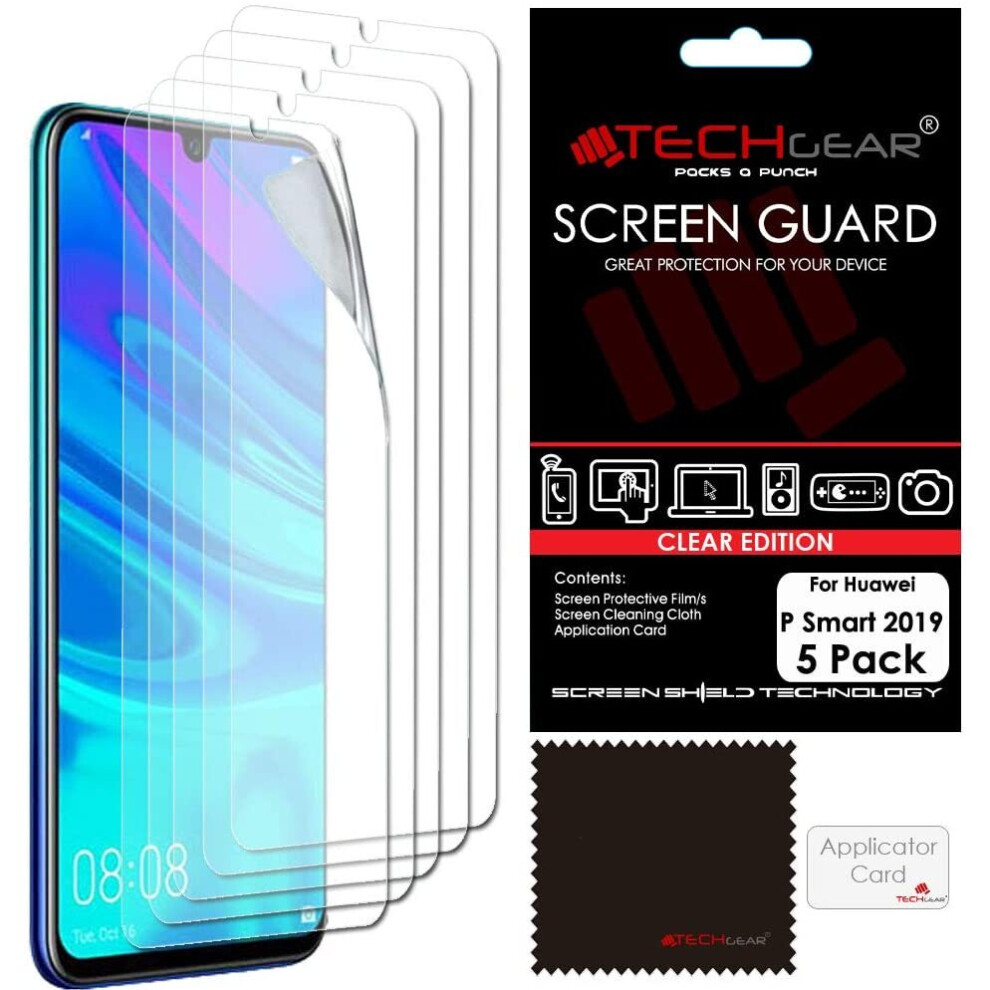 TECHGEAR [5 Pack] Screen Protectors for Huawei P Smart 2019, CLEAR LCD Screen Protectors Cover Guards Compatible with 2019...