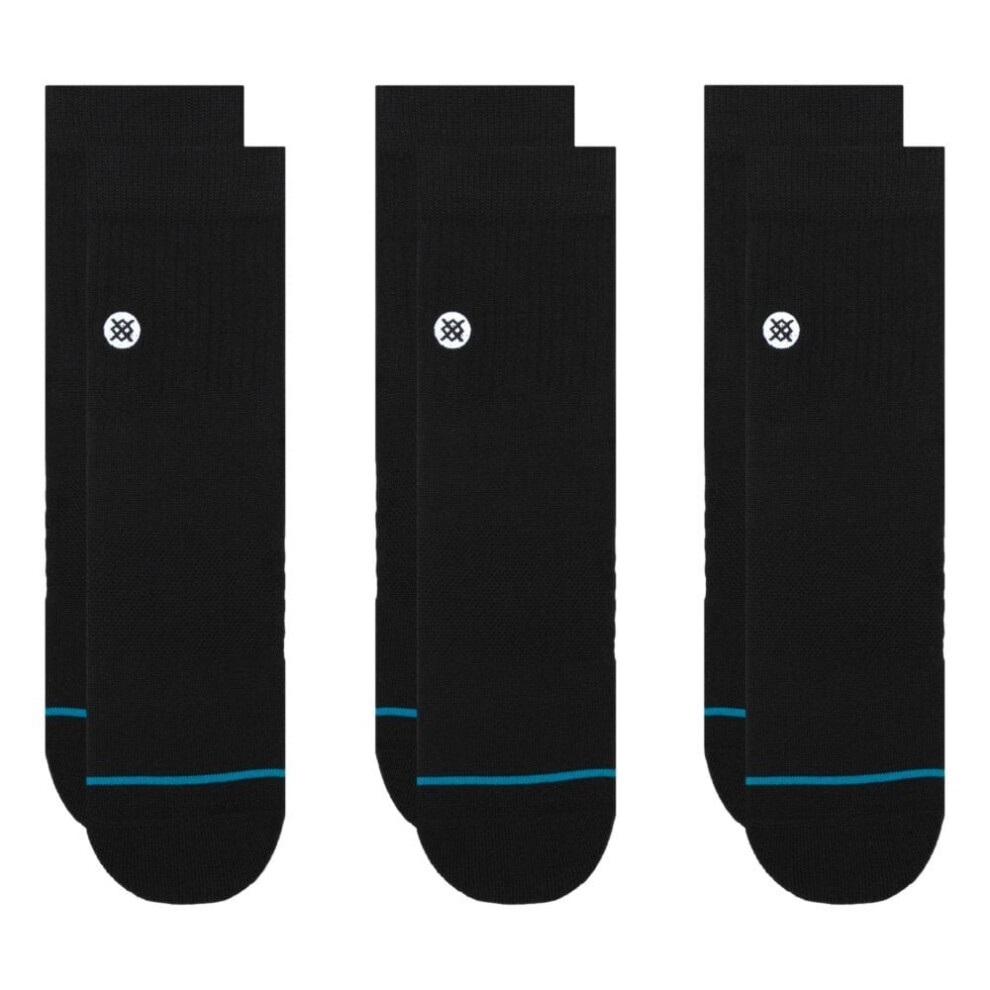 Stance Icon Quarter 3 Pack Socks - Black Colour: Black, Size: L