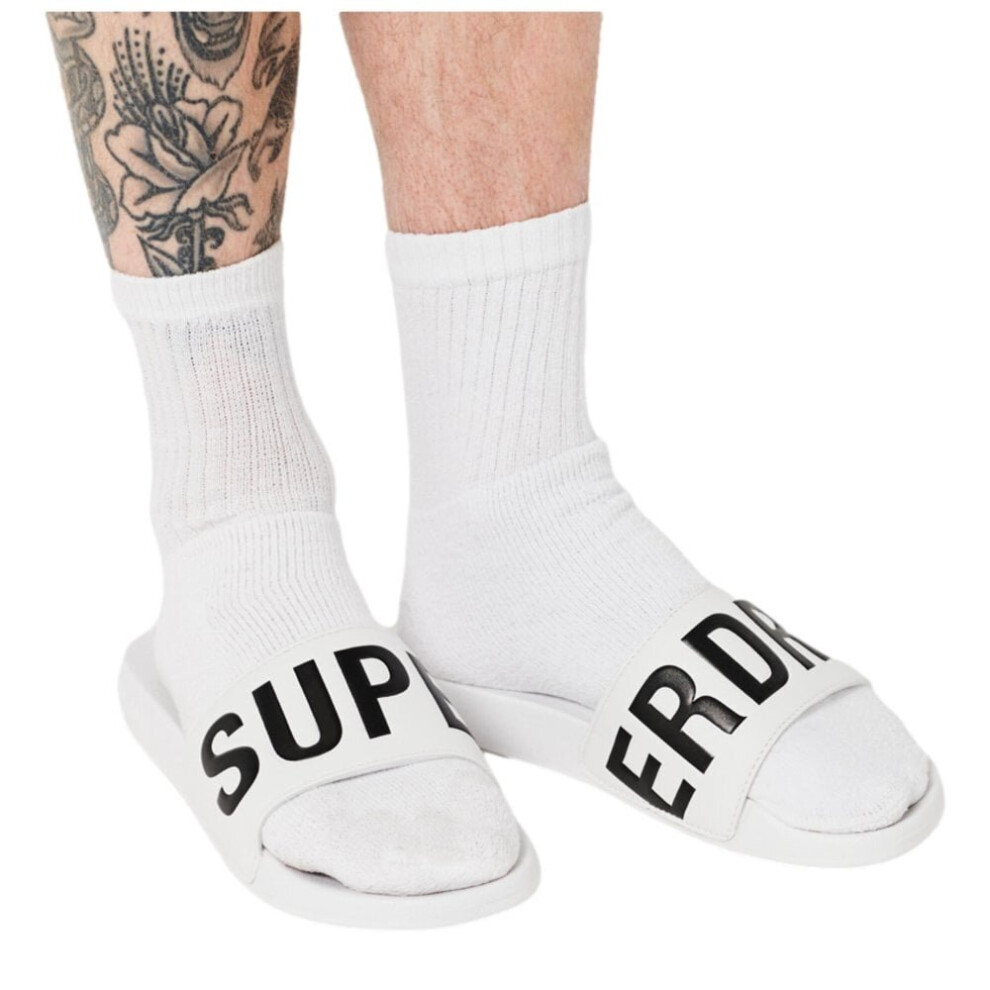 Superdry Code Core Pool Slides - Optic / Black Colour: Optic/Black, Si