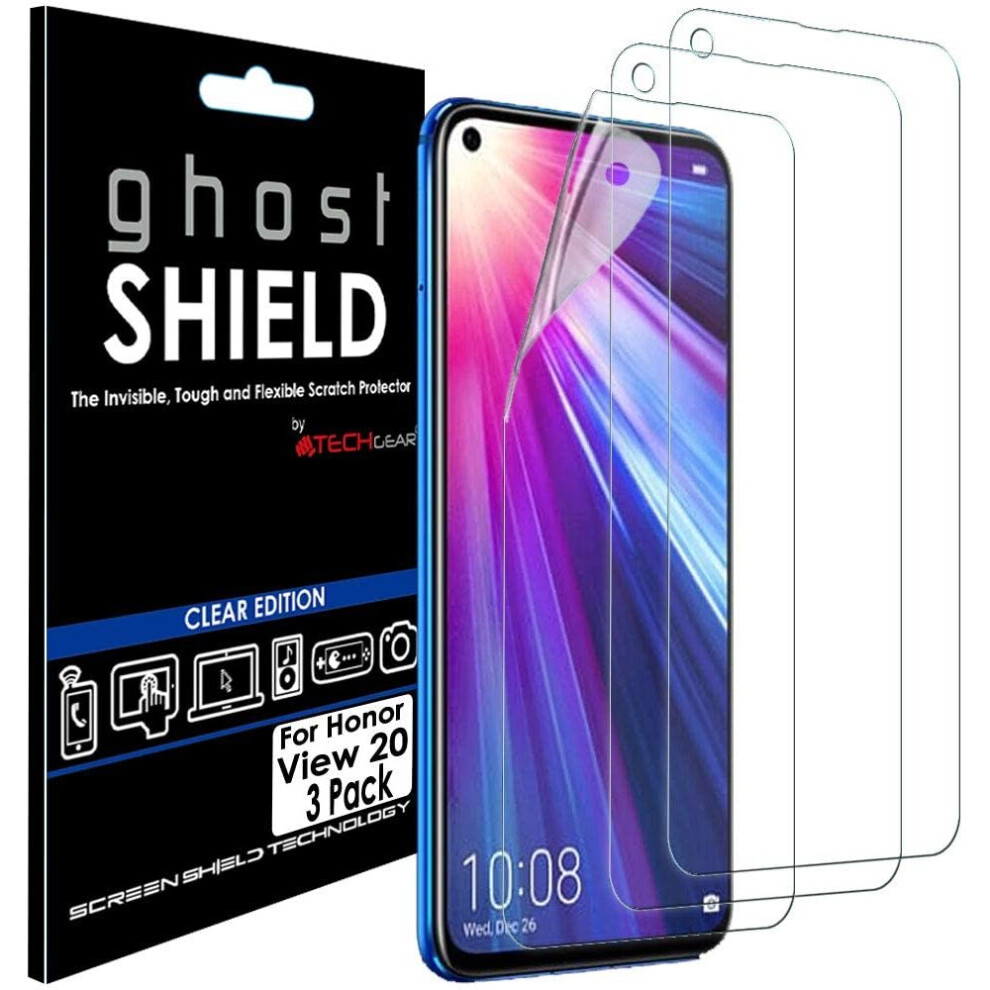 TECHGEAR [Pack of 3] Screen Protectors for Honor View 20 [ghostSHIELD Edition] Genuine Reinforced TPU film Screen Protector...