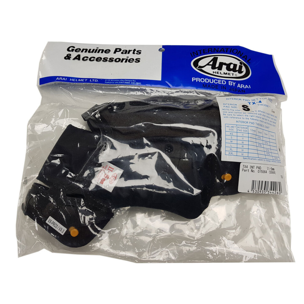 Arai Xs / S Interior Pad 2 For Tour X 4 Helmets - 5Mm Black 4530935344260