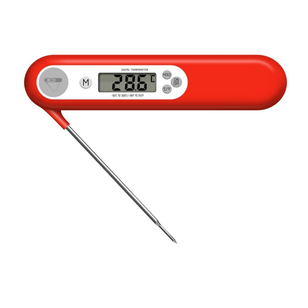 (Red) Digital Food Thermometer Instant Read Meat Probe Kitchen Cooking Temperature Tester for Milk Grill BBQ