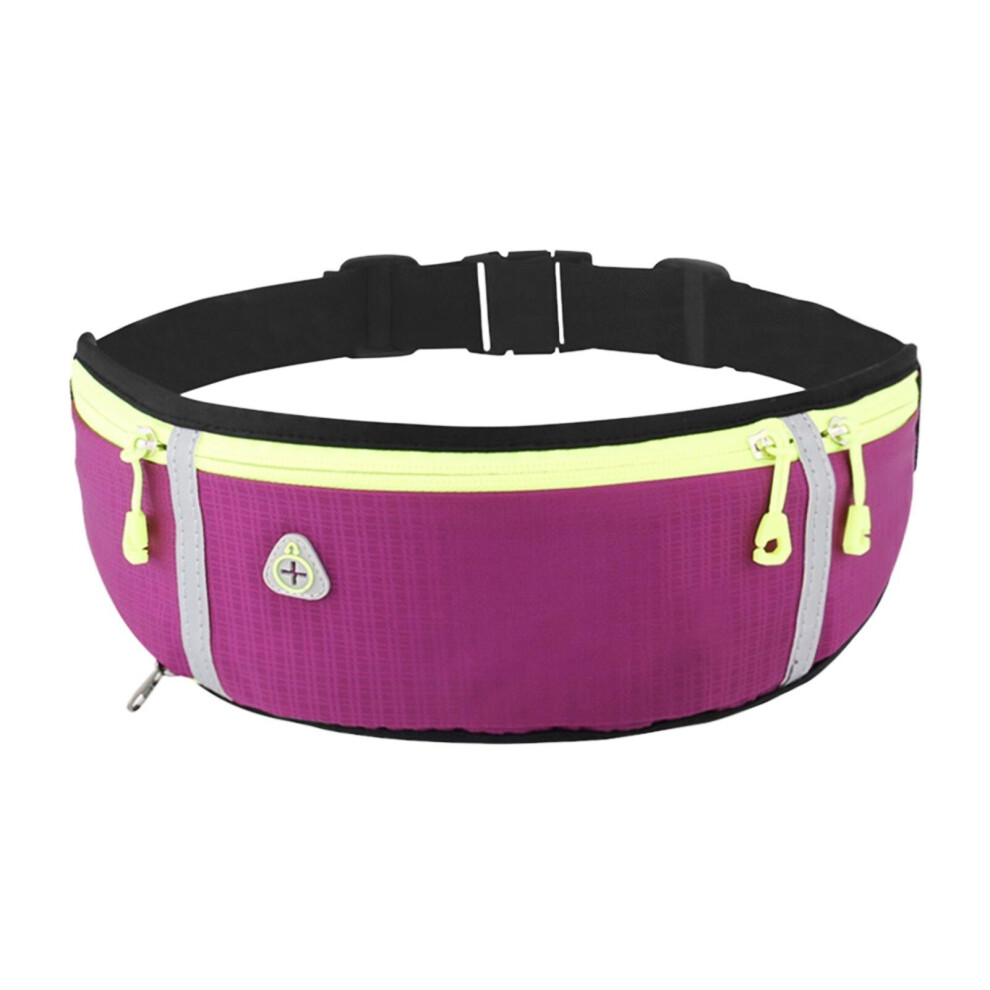 (Purple) Water-repellent Running Waist Bag with Water Bottle Holder Ultralight Adjustable Belt