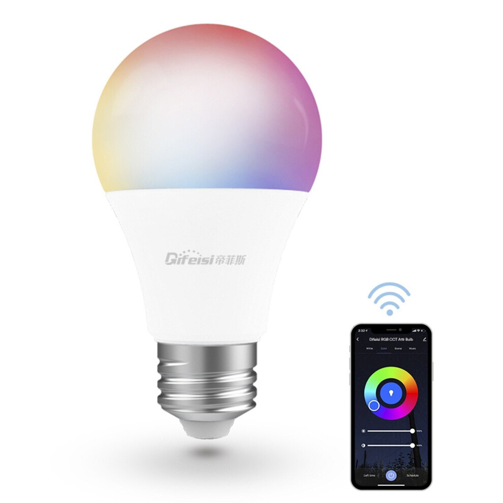 (e26) WiFi Intelligent Bulb 9W 810LM RGB+CCT Adjustable Light Timing Switch APP Remote Control