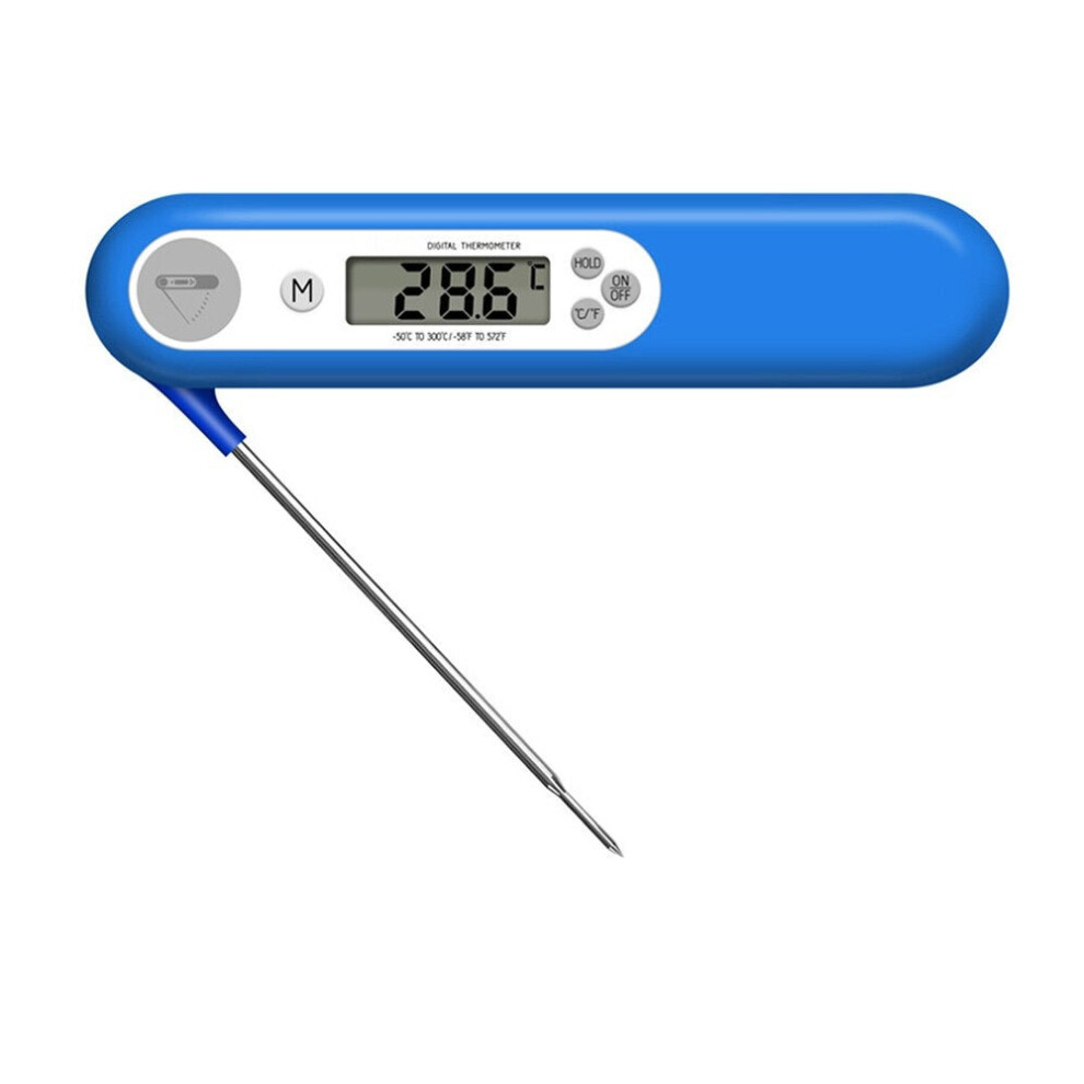 (Blue) Digital Food Thermometer Instant Read Meat Probe Kitchen Cooking Temperature Tester for Milk Grill BBQ