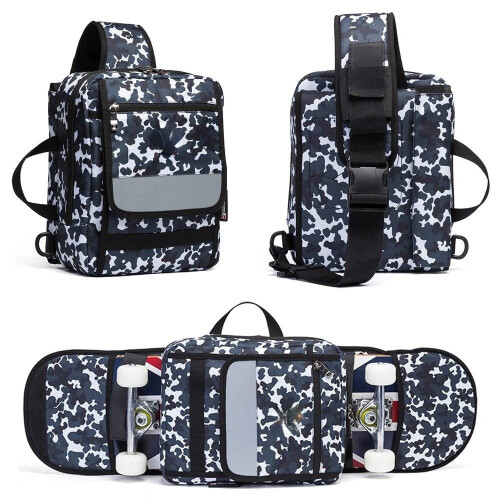 (White) Multi-functional Skateboard Longboard Carry Bag